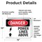 Signmission Power Lines Above Danger Sign, Vinyl Decal, 14in W x 10in L, 2PK OS-2PACK-DS-D-1014-L-1536 - alternate 7